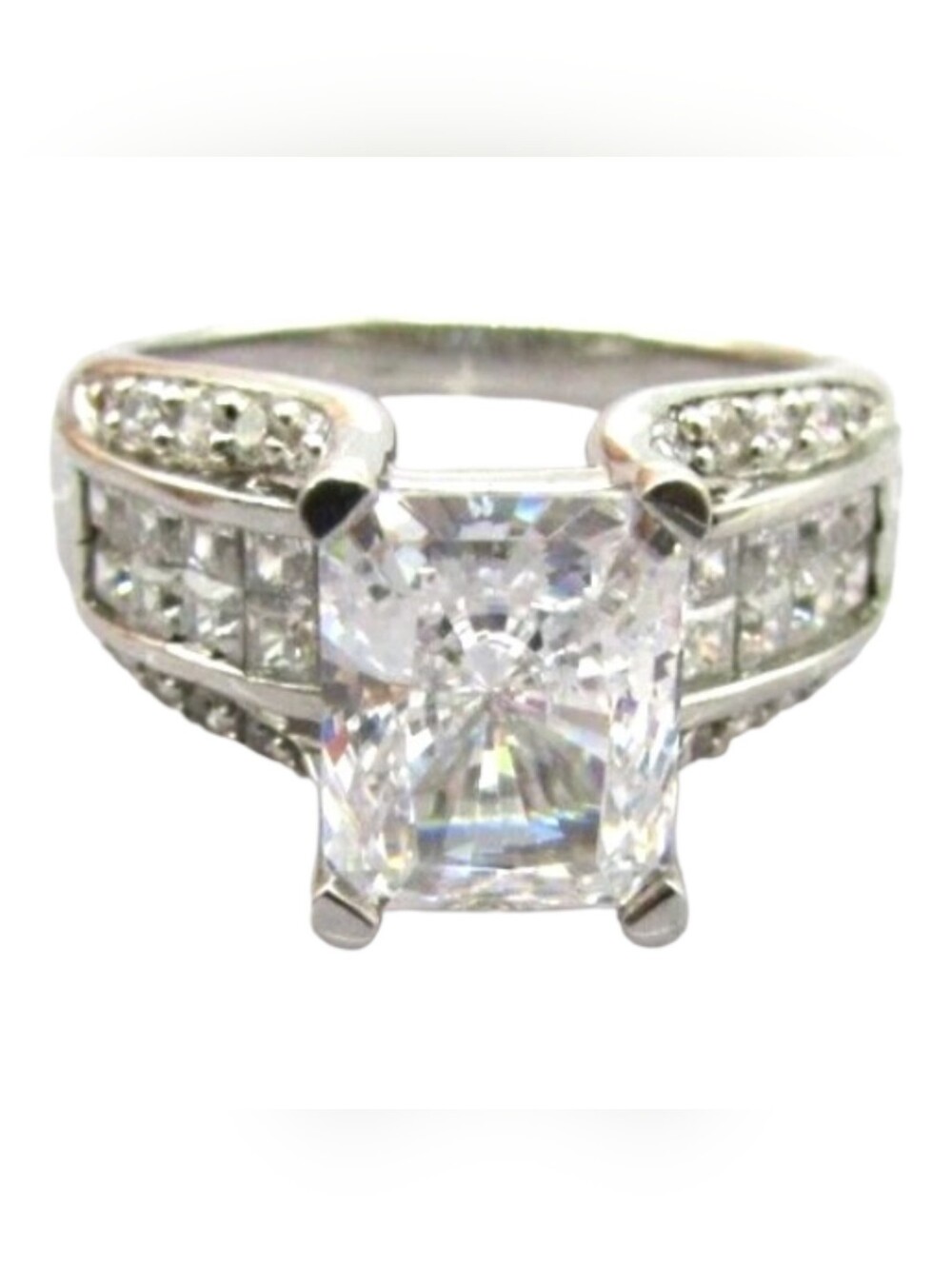 Victoria Wieck 925 Radiant Cut CZ Statement Ring Size 10